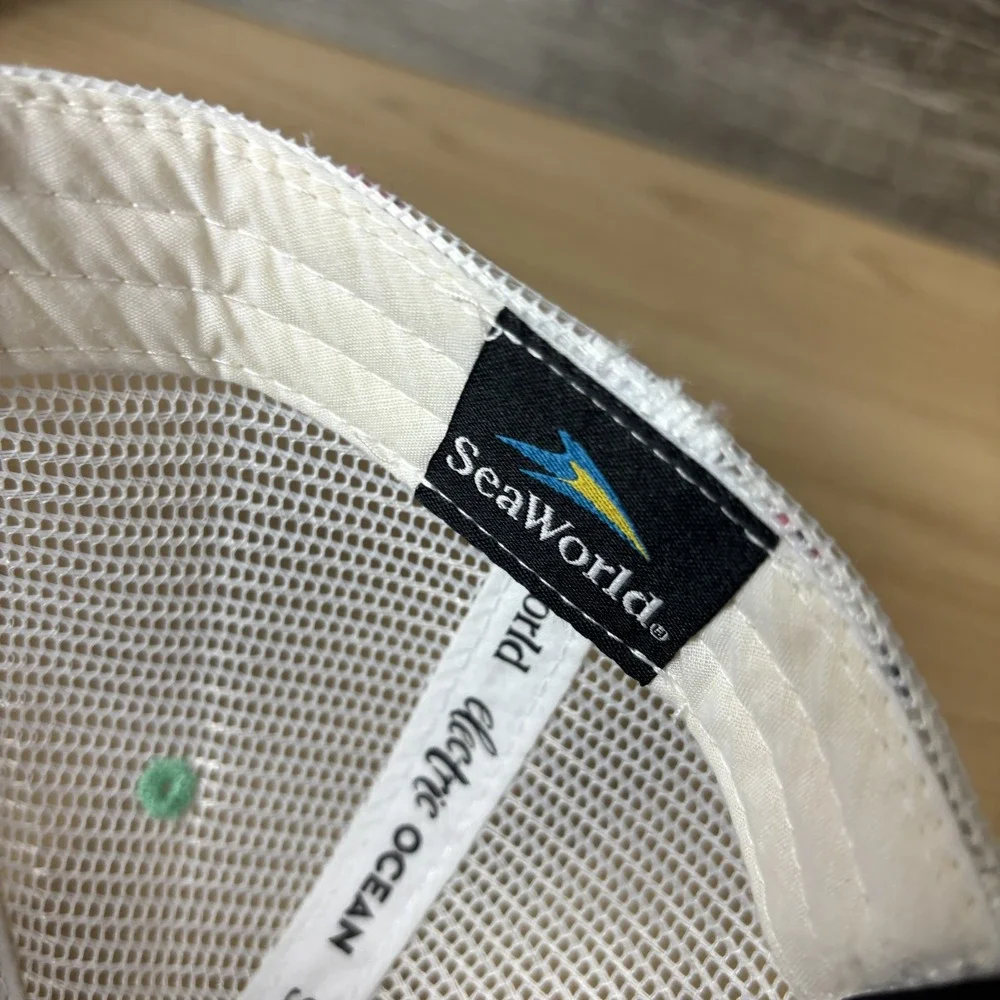 SeaWorld Electric Ocean Hat Cap Snap Back Black White Promo Adjustable